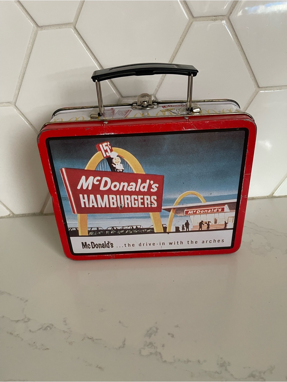 McDonald's Red and Yellow Retro Hamburger Tin Lunchbox